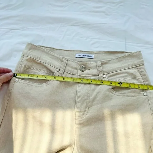 cropped pants women Size 5 Beige Stretch - Picture 8 of 14